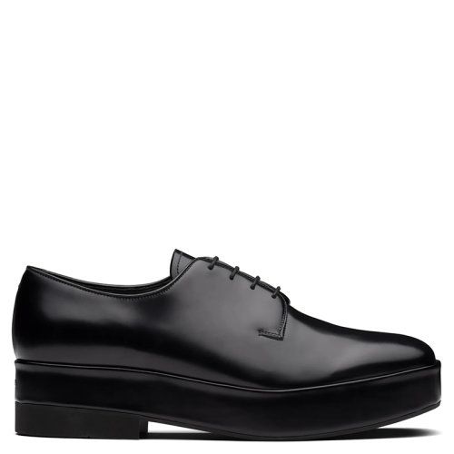 prada包包价格男款式,prada男士包包价格表 【包税】prada/普拉达 21年秋冬新款 男士黑色亮面皮革系带德比鞋