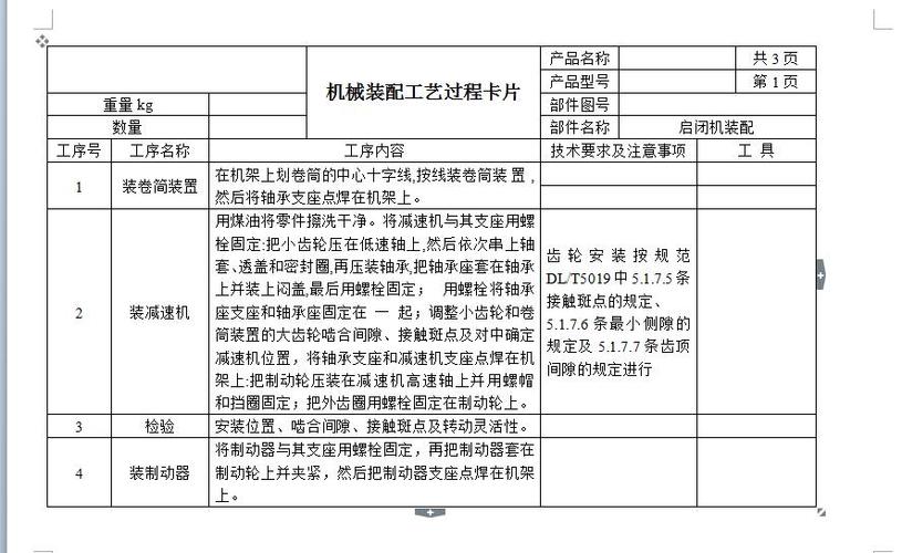 机械装配工艺过程卡片