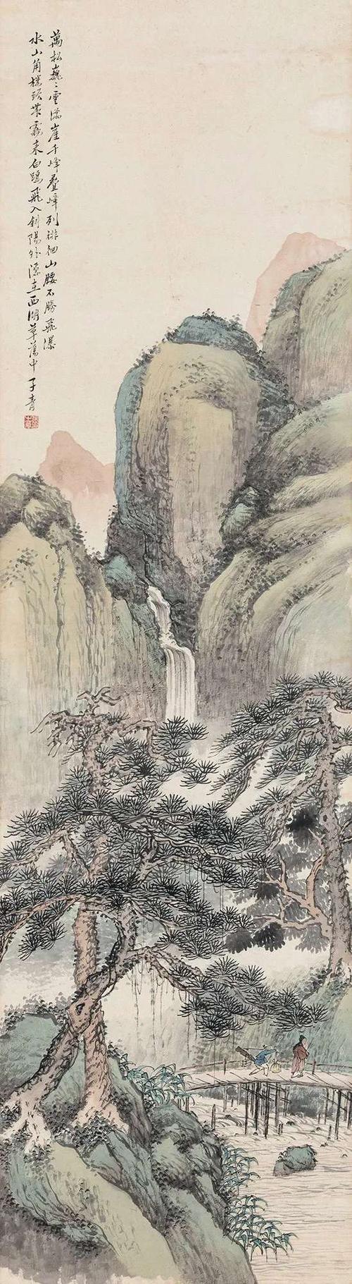 名家山水画《携琴访友图》欣赏