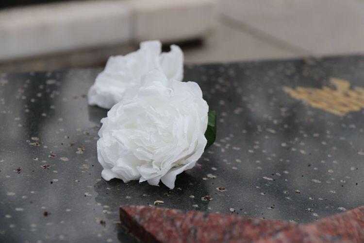 每一位队员献上自己亲手制作的小白花,默默表达对烈士无限的崇敬之情.