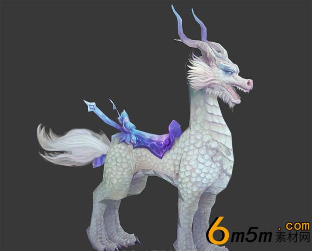 张嘴的白银雪麒麟坐骑3dmax动物模型