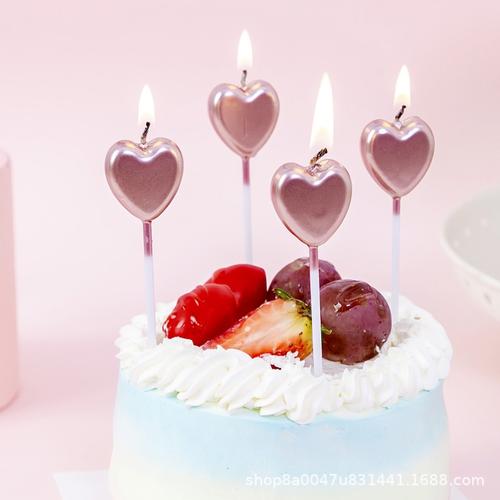 ins韩版烘焙生日蛋糕数字蜡烛儿童节日金属蜡烛网红流行爱心蜡烛