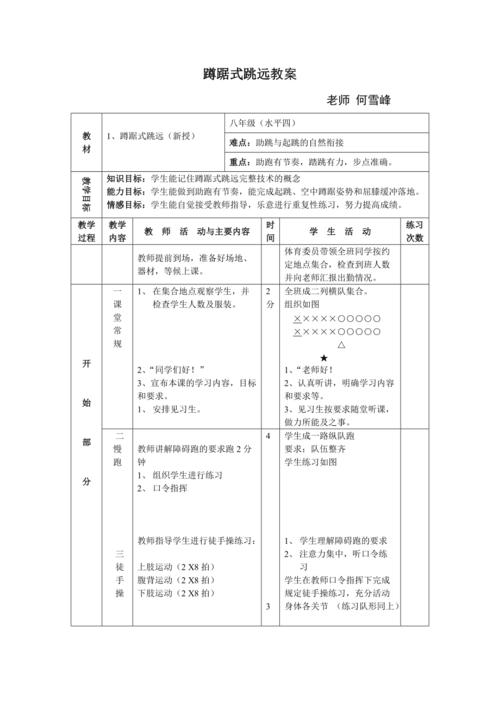 蹲踞式跳远教案