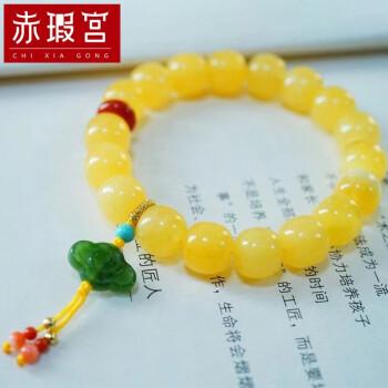 年货节赤瑕宫珠宝天然蜜蜡手链满蜜鸡油黄老型珠手串男女款原创搭配