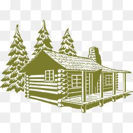 卡通森林矢量木屋