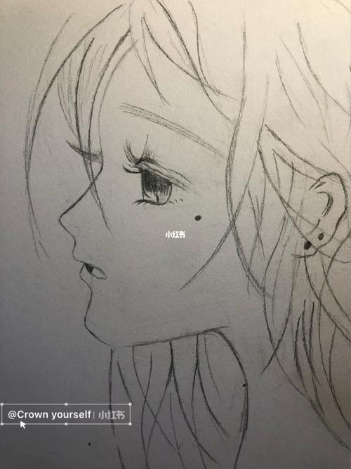 侧脸女孩_侧脸_绘画_画画_文化_绘画