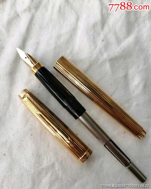 18k实金f笔尖派克75镀金godron钢笔.气压上墨器,上墨功能正常.笔尖18