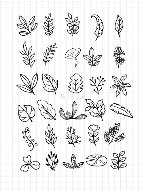 简笔画|超简单树叶植物零基础手绘手帐素材_简笔画_手帐_手绘_素材