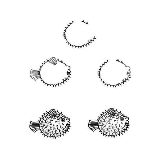 河豚鱼怎么画_河豚鱼的儿童画作品 河豚鱼简笔画