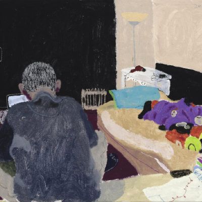 王玉平,背影,2012,压克力颜料,油画棒/画布,60 × 80 cm