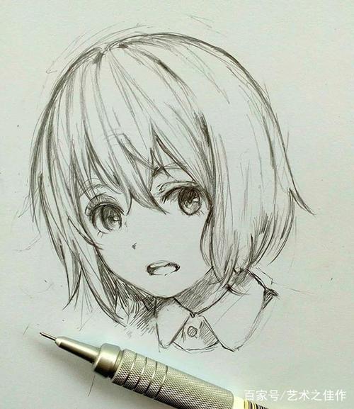 铅笔手绘,可爱的动漫小姐姐,喜欢的抱走