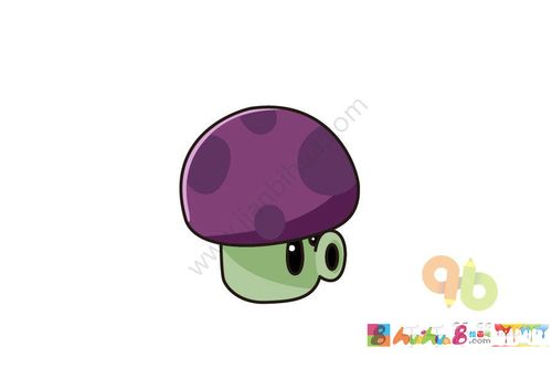 植物大战僵尸 紫色小喷菇简笔画怎么画简笔画教程_吧