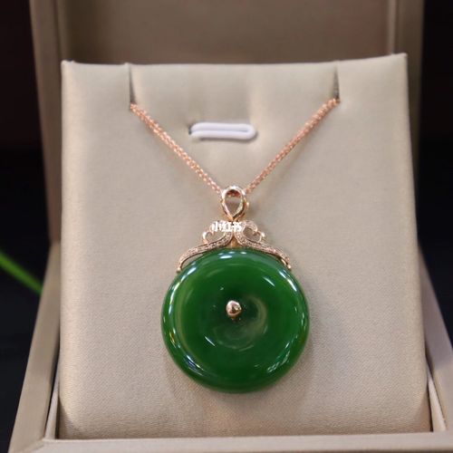 18k金镶平安扣_18k金_平安扣_和田玉_裸石_时尚_配饰