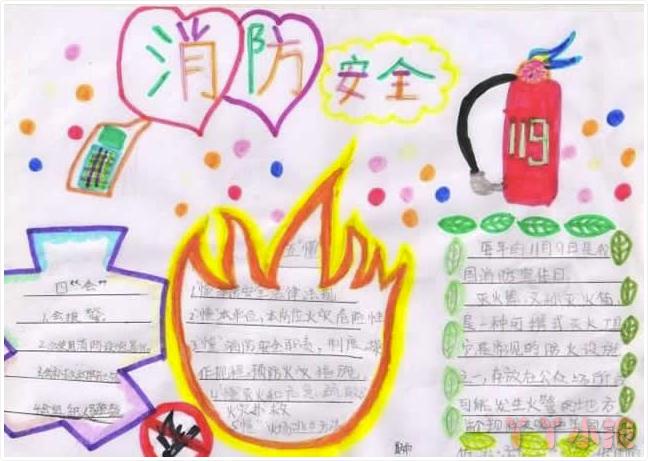 小学消防安全手抄报怎么画简单又漂亮三等奖