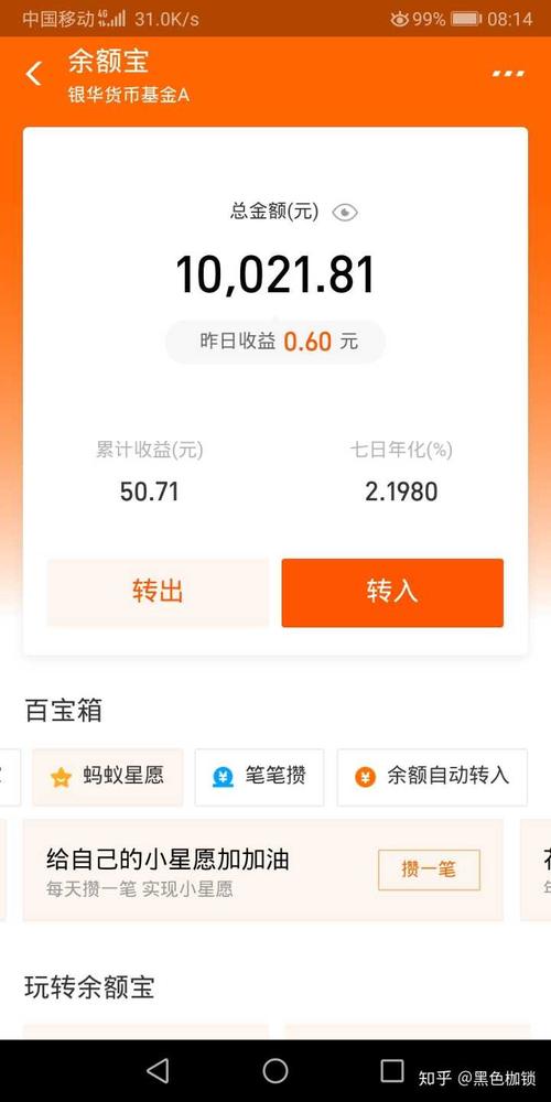 你放一万块钱进去不动,一天可以赚6毛利息的东西.