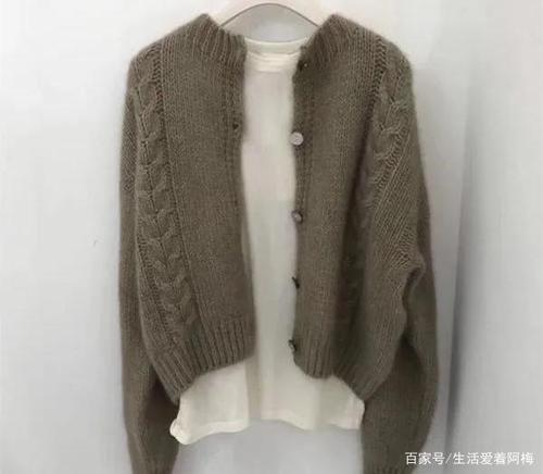 织毛衣:女士棒针开衫,麻花花样,无需另挑织门襟,附教程