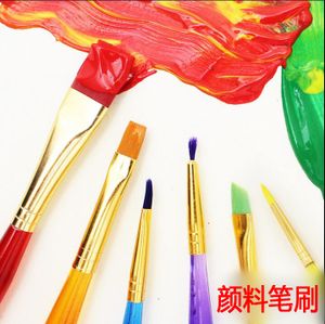 儿童绘画笔刷涂鸦颜料排笔宽窄画刷勾线笔尼龙水彩水粉画画笔刷