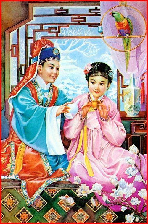才子佳人们百年好合的古典年画,张张喜庆,幅幅吉祥
