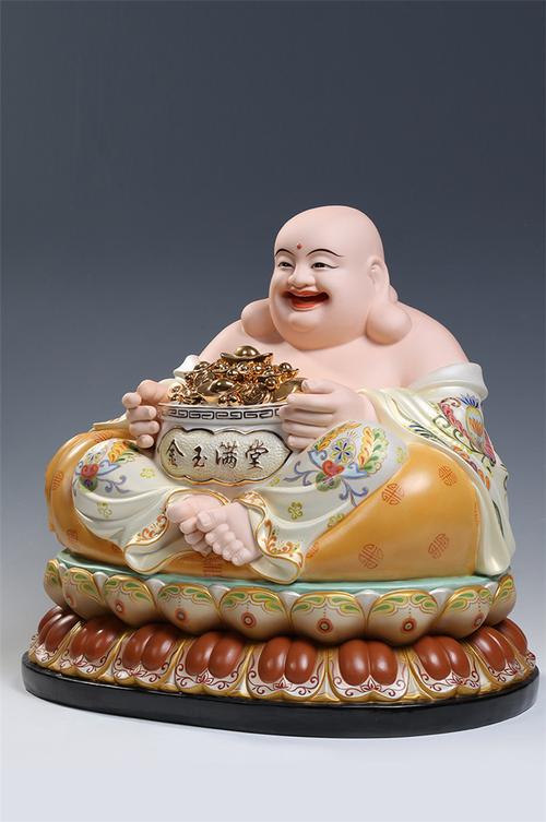 微美多尺寸坐全莲金玉满堂弥勒佛16寸大肚弥勒佛像客厅笑佛摆件