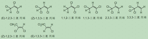 你的标题有问题.如果是"1,2,3-三氯丙烯",同分异构体如下
