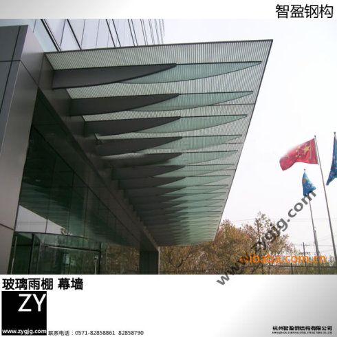 杭州玻璃雨棚 玻璃雨篷 钢结构车棚 停车棚
