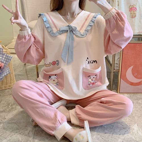 睡衣女春秋季纯棉可爱卡通公主风家居服可外穿套装2021年新款