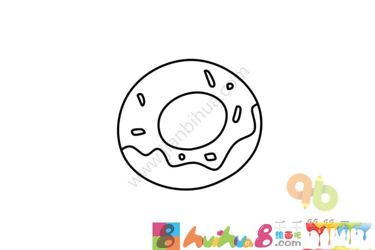 食物简笔画,零食简笔画,点心简笔画,甜甜圈简笔画