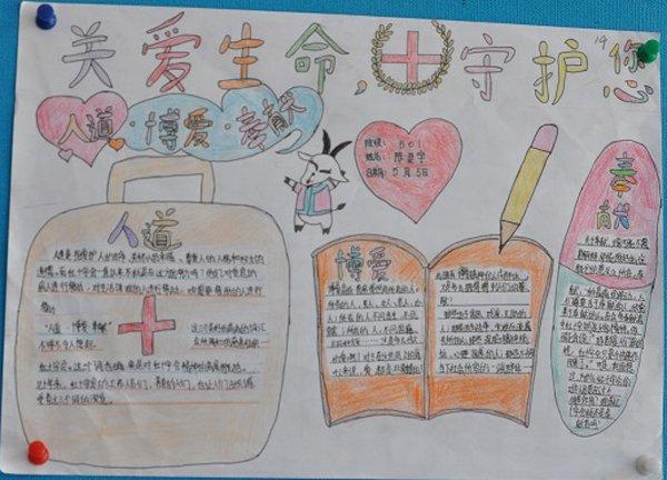 红十字手抄报,关爱生命守护您
