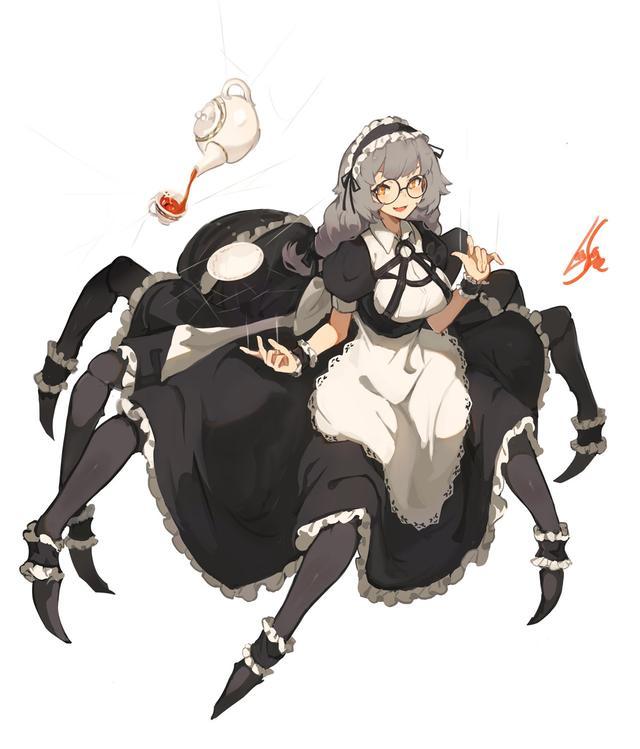 满足于完全拟人的作品了,开始尝试拓宽题材画了一些半人半蜘蛛的形象