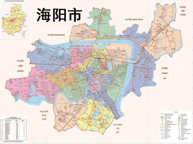 对比中越两国同名的海阳市:中国的面积较大,越南的城市规模较大