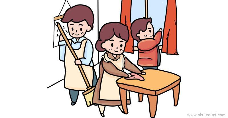 过年大扫除儿童画怎么画过年大扫除简笔画简单又好看