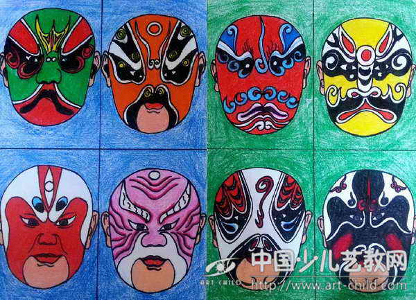 儿童画-脸谱-《少儿画苑》第20届国际少儿书画大赛获奖作品