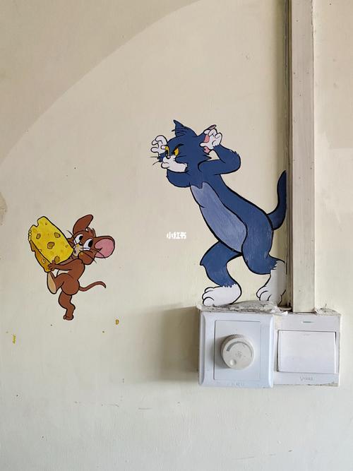 卡通墙绘 插座装饰 几米漫画 丙烯画_漫画_卡通_颜料