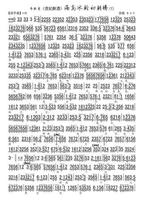 贵妃醉酒·海岛冰轮初转腾_京剧伴奏谱2014