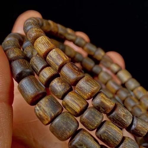 精品海南白奇楠沉水沉香桶珠随型手串 白奇楠沉香特征 奇楠手串价格和