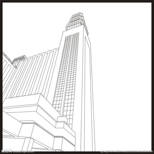 高楼大厦线描图片