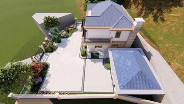 农村二层小别墅庭院设计效果图,风景美如画