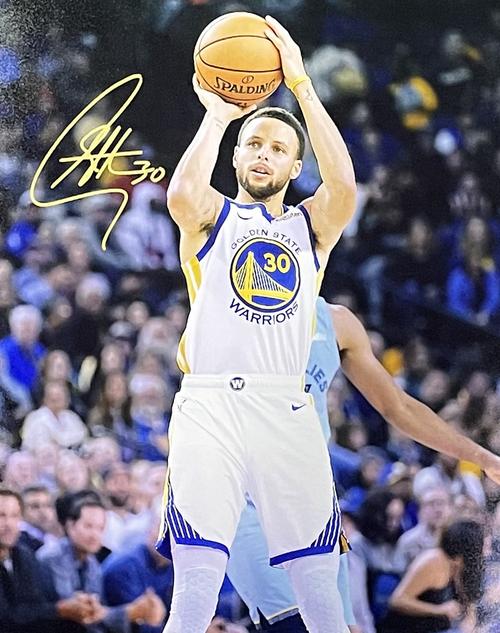 收藏史蒂芬库里亲笔签名照片精裱nba标志sa文化