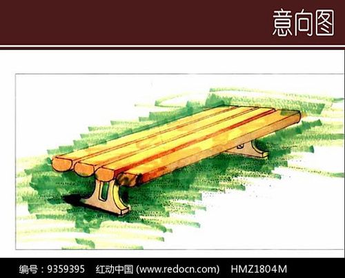 木质景观座椅手绘设计