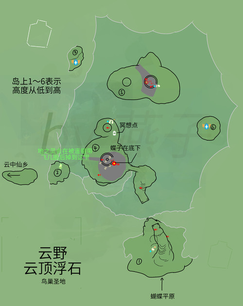 云顶浮石 云野右隐藏,浮岛图.