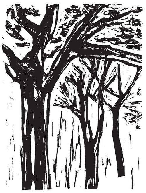 邓党雄黑白木刻版画作品欣赏