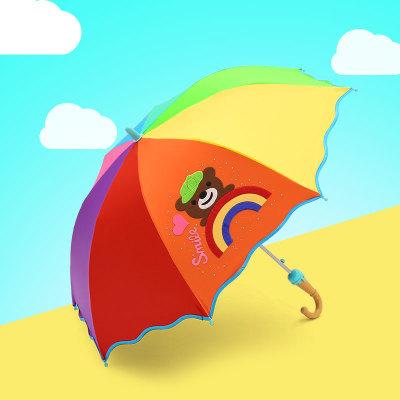 天堂男女儿童可爱卡通超轻彩虹雨伞学生幼儿园宝宝迷你小孩长柄伞