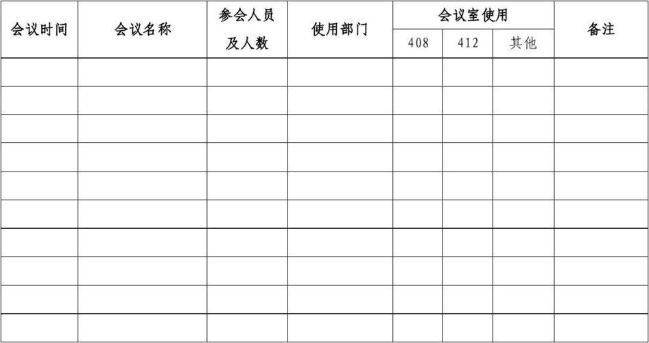 会议室使用登记表