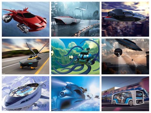 《未来的交通工具》科幻画