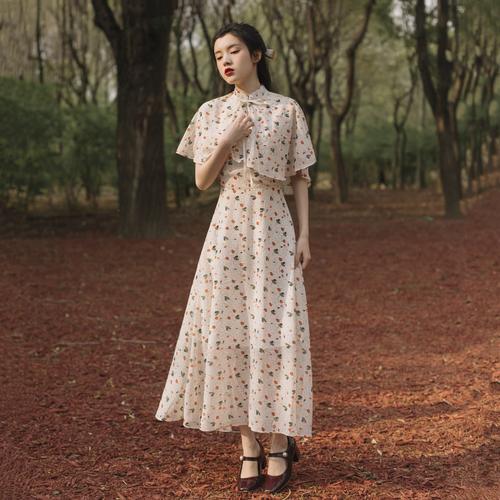 民国风洋装小礼服旗袍套装裙女春夏年轻款学生复古改良少女两件套