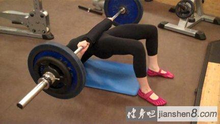负重臀桥,杠铃臀桥动作图教程