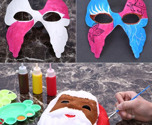 儿童涂色面具教具diy白色纸面具男女纸浆空白手绘面具画画面具