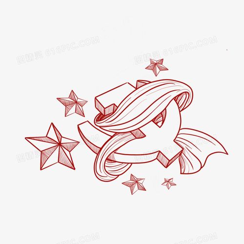 手绘线条政党党徽图标元素