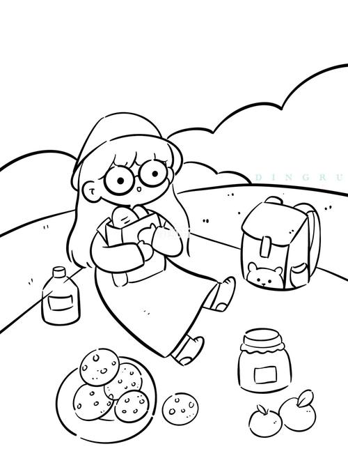 萌系简笔画人物 场景(线稿)_简笔画_ipad_上色_绘画_文化_绘画