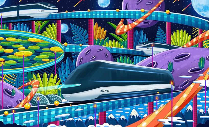 ps高饱和列车商业创意插画via插画师卷耳